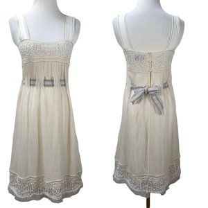 Adam Lippes Applique Silk Blend Gauze Sleeveless Off-White Dress Size 6 Designer